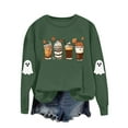 thumbnail image 1 of YUGYXL Plus Size Tops for Women T Shirts Casual Long Sleeve Pumpkin Milk Tea Coffee Graphic Print Halloween Tees Army Green M, 1 of 8