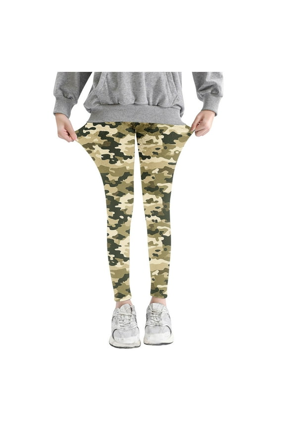 Stretchy Leggings for Children Trendy Camo Print Slim Comfy Pants High Waist Soft Skinny Trousers Going Out Lightweight Pant 3-7 Year