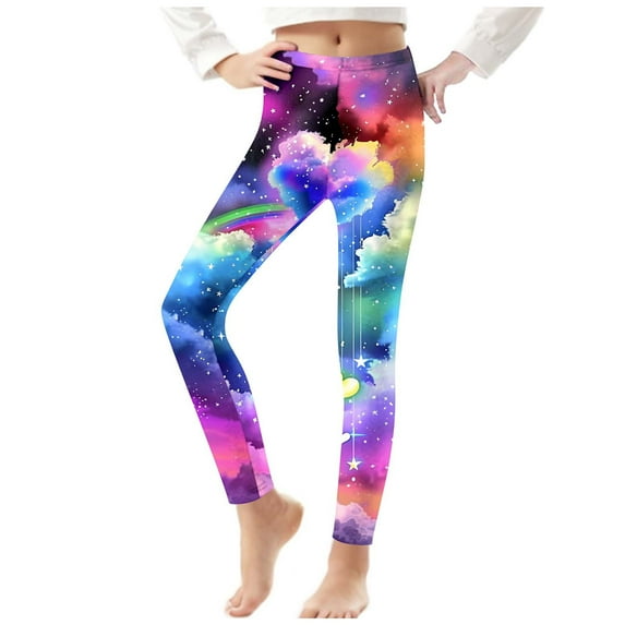YUGYXL Summer Leggings for Girls Lounge Thin Tight Long Pants Tie Dye High Waist Lightweight Comfy Trousers Outdoor Slim Trouser B Multicolor 7 Years