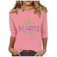 thumbnail image 1 of YUGYXL Three Quarter Length Sleeve Tshirts for Women Mardi Gras Fancy Graphic Shirts Summer Crewneck Comfy Blouse Ladies Soft Tunic Tees Celebration Tops Sales, 1 of 5