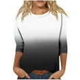 thumbnail image 1 of YUGYXL Trendy 3/4 Sleeve Shirts for Women Gradient Color Clothes Casual Crew Neck Lightweight Cozy Tshirts Ladies Tunics Fit Tees, 1 of 4