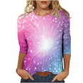 thumbnail image 1 of YUGYXL Trendy 3/4 Sleeve Tshirts for Women Sparkly Sequin Comfy Shirts Crew Neck Lightweight Tops Casual Soft Tunics Blouse Vacation Tees, 1 of 6