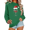 thumbnail image 1 of YUGYXL Women's Christmas Red Wine Glass Print Round Neck Sweatshirt Ugly Christmas Shirt Green XS, 1 of 6