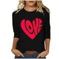 YUGYXL Deals Women's Valentine Day Shirts Fashion Plus Size 3/4 Sleeve