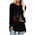 thumbnail image 1 of YUGYXL Women's Xmas Tree Graphic Shirts Oversized Crewneck Long Sleeve Glitter Tunic Blouse Casual Christmas Holiday Pullover Multicolor XL, 1 of 5