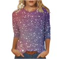 thumbnail image 1 of YUGYXL Womens 3/4 Length Sleeve Shirts Plus Size Tops Sparkly Sequin Print Tshirts Casual Crew Neck Lightweight Blouse Ladies Tunics Fit Tees, 1 of 5