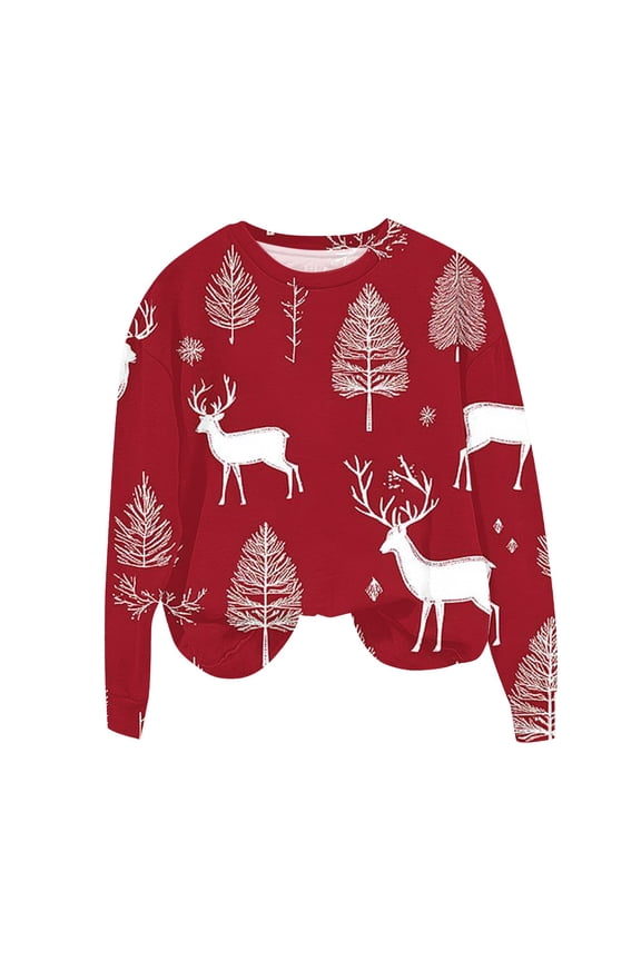 Womens Christmas Sweatshirts Funny Xmas Tree Graphic Shirts Loose Casual Crewneck Long Sleeve Tunic Blouses Multicolor XXL