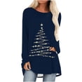 thumbnail image 1 of YUGYXL Womens Fall Fashion Long Sleeve Christmas Pullover Tunic Tops Crewneck Sweatshirt Xmas Printed Holiday Oversized Long Shirts Navy S, 1 of 5