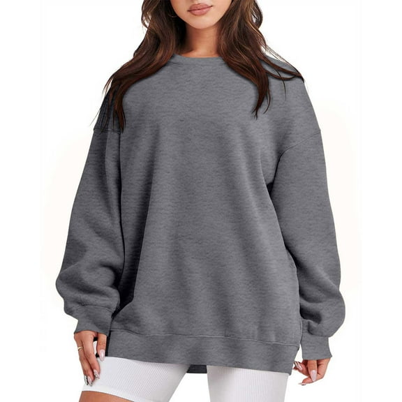 YUGYXL Womens Long Sleeve Sweatshirts 2025 Fashion Lightweight Oversized Shirts Plain Crew Neck Pullover Tops Fall Winter Tunic Comfy Pullovers