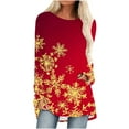 thumbnail image 1 of YUGYXL Womens Long Tunics Tops to Wear with Leggings Long Sleeve Blouses Shirts Red XXXL, 1 of 5