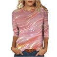 thumbnail image 1 of YUGYXL Womens Sparkly Sequin Tshirts 3/4 Sleeve Shirts Crew Neck Soft Lightweight Blouse Ladies Tunics Cozy Tops Holiday Tees Sales, 1 of 6