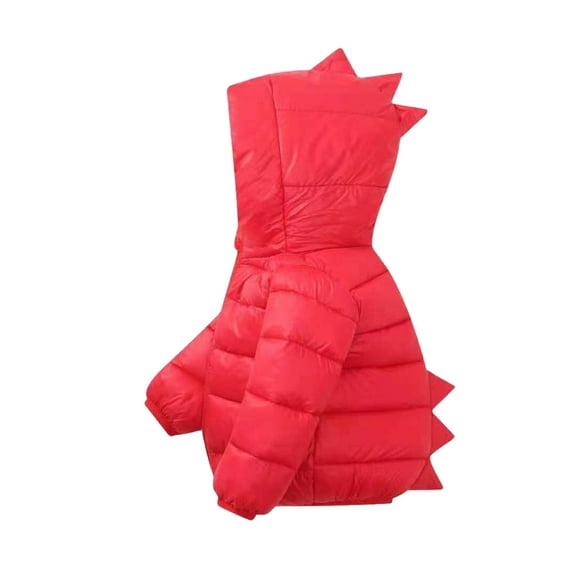 YUGYXL Dinosaur Hooded Warm Jackets Toddler Girl Winter Lightweight Puffer Jacket Cute Solid Color Zipper Down Coat Holiday Gift for Girl Red,3-4Years