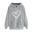 thumbnail image 1 of YUGYXL Drawstring Heart Print Sweatshirts for Women Comfy Long Sleeve Hoodies with Pockets Outdoor Hooded Blouses Gray L, 1 of 3
