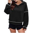 thumbnail image 1 of YUGYXL Fall Winter Cropped Hoodies for Women Casual Long Sleeve Drop Shoulders Hooded Pullover Loose Relaxed Sweatshirt Black XXL, 1 of 7