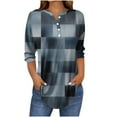 thumbnail image 1 of YUGYXL Fashion Henley Tshirts for Women Three Quarter Sleeve Print Blouses Lounge Tops Ladies Tunics Comfy Tees Gray XXL, 1 of 5
