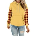 thumbnail image 1 of YUGYXL Fashion Long Sleeve side Striped Sweatshirt for Women Fall Winter Pullover Top with Pocket Drawstring Casual Hoodies Yellow XXXL, 1 of 6