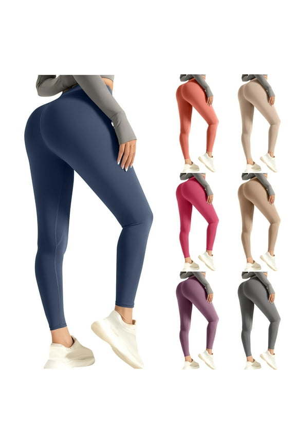 Fashion Tight Leggings for Women High Waisted No See Through Straight Leg Pants Bottom Soft Tummy Control Pants for Running Yoga Athletic Workout Gray,S