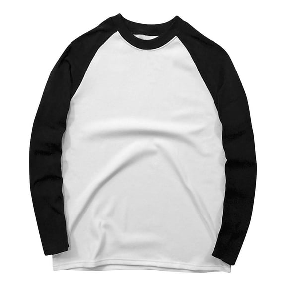 YUGYXL Fleece Lined Raglan Sweatshirts for Men Color Block Casual Pullover Long Sleeve Crewneck Thermal Tops White XXL