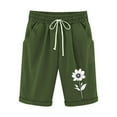 thumbnail image 1 of YUGYXL Flower Print Shorts for Women Trendy Drawstring Comfy Bermuda Pants Lightweight Knee Length Pants with Pockets Army Green M, 1 of 3