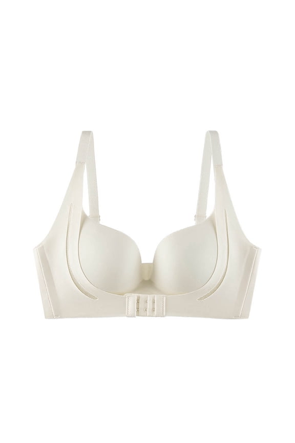 Front Closure Bras for Women Push Up Padded No Wire Anti-Sagging Bralette Lounge Bra White S