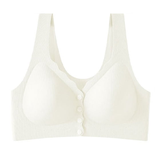 YUGYXL Front Closure Wireless Bras for Women Pull Up Seamless Bra Smooth Back Wirefree Supportive Convenient Bralettes Beige XXL