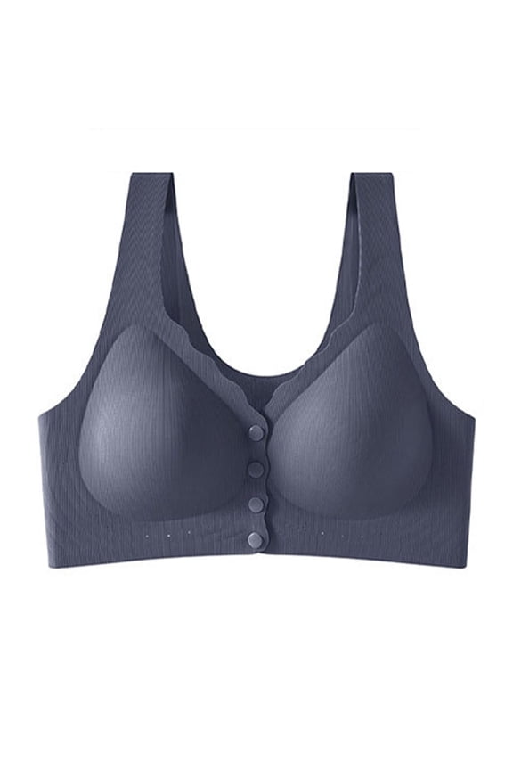 Front Closure Wireless Bras for Women Pull Up Seamless Bra Smooth Back Wirefree Supportive Convenient Bralettes Blue XXL