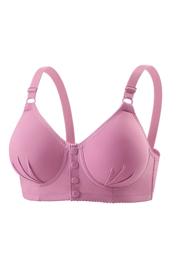 Front Snap Bras for Senior Women Padded Older Bralettes Wireless Full Coverage Comfortable Daily Bra Post Surgery Purple 42