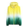 thumbnail image 1 of YUGYXL Full Zip Up Jacket for Women Lightweight Upf 50+ Rash Guard Long Sleeve Sun Protection Jackets Gradient Athletic Tops Yellow L, 1 of 5
