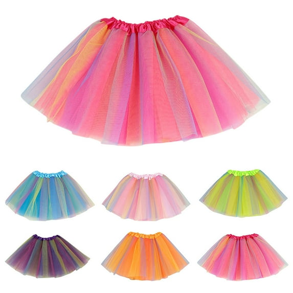 YUGYXL Girls Layered Rainbow Tutu Skirt Dance Dress Ruffle Tiered Clubwear Dance Gift for Toddler Pink,2Y-8Y