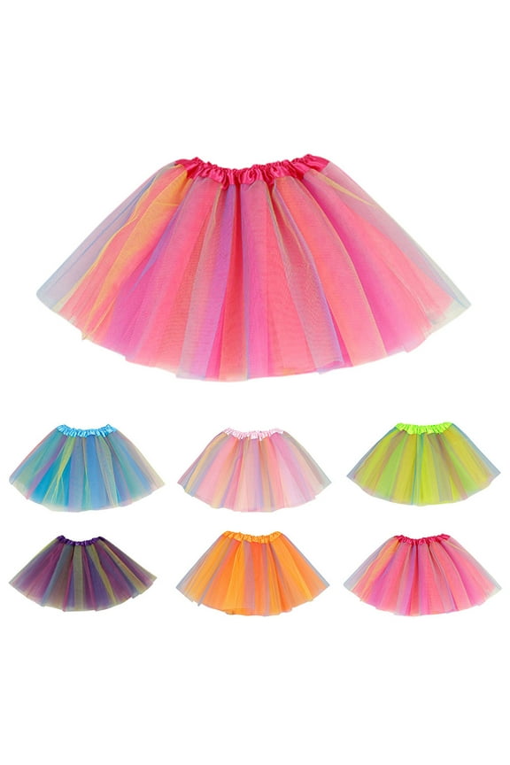 Girls Layered Rainbow Tutu Skirt Dance Dress Ruffle Tiered Clubwear Holiday Gift for Girl Blue,2Y-8Y