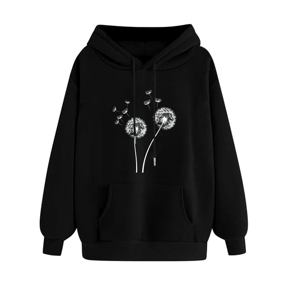 YUGYXL Graphic Hoodies for Women Womens Unisex Fleece Sweatshirts Hooded Pullover Casual Long Sleeve Tops with Pocket Black XXL