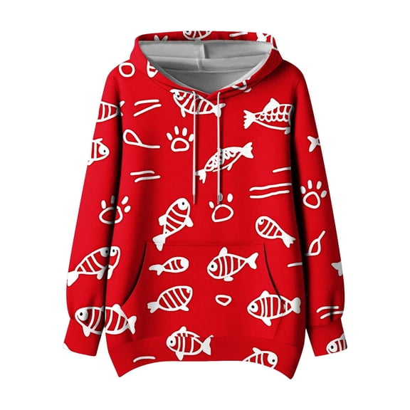 YUGYXL Green Flower Print Hoodies for Women Pullover Long Sleeve Fleece Hoodie Cozy Sport Casual Outwear Red XXXXXL