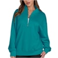 thumbnail image 1 of YUGYXL Half Zipper Hoodies for Women Drop Shoulders Long Sleeve Pullover Solid Color Holiday Sweatshirts Mint Green XL, 1 of 8