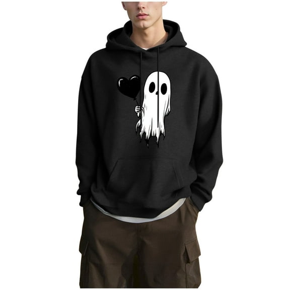 YUGYXL Halloween Spooky Season Sweatshirt for Women and Men Oversized Black Witch Pumpkin Sweatshirts Fall Skull Print Pullover Top B Black S