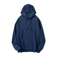 thumbnail image 1 of YUGYXL Hoodies for Men Oversized Fleece Long Sleeve Sweatshirt Solid Casual Drawstring Basic Pullover Tops Fall Clothes Dark Blue XXXXXL, 1 of 7