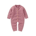 thumbnail image 1 of YUGYXL Infant Newborn Baby Girl Onesies Little Girl Long Sleeve Ribbed Knit Romper Clothes Toddler Button Down Solid Color Jumpsuits Best Gift for Girl White,70, 1 of 10