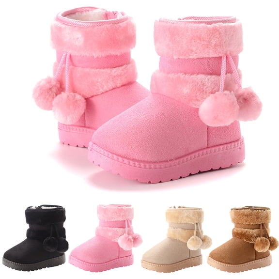 YUGYXL Infant Snow Boots with Plush Lining Shoes Toddler Comfortable Warm Winter Shoes Little Kids Snow Shoes Warm Booties Beige,23