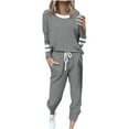 thumbnail image 1 of YUGYXL Jogging Suits for Women Long Sleeve Crewneck Pullover with Track Pant 2 Piece Lounge Set Sweatsuit Travel Outfits Gray XXL, 1 of 5