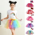 thumbnail image 1 of YUGYXL Kids Baby Girls Tutu Skirt Toddler Rainbow Flower Tulle Skirts Bowknot Pleated Mesh Skirt Holiday Gift for GirlPurple,2-4 Years, 1 of 6