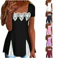 thumbnail image 1 of YUGYXL Lace Tops for Womens 2025 Summer Square Neck Tunics Shirts Short Sleeve Dressy Casual Work T Shirts Flowy Blouses Pink XXL, 1 of 7