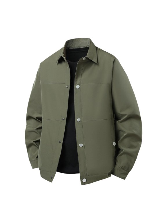 Lightweight Business Casual Jacket for Men Fashion Baggy Bomber Jackets Cargo Coats Army Green Jacket