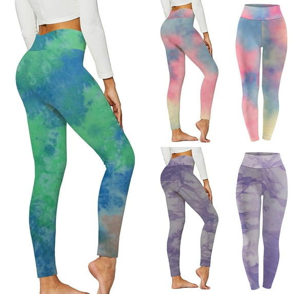 YUGYXL Lightweight Printed Yoga Leggings Soft High Waist Workout Leggings for Women Butt Lift Tummy Control Yoga Pants Casual Women's Leggings Green,S