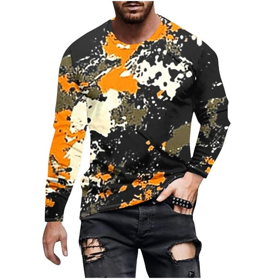 YUGYXL Long Sleeve Camo T-Shirt for Men Military Athletic Compression Shirt Workout Gym Sports Quick Dry Hiking Shirts Multicolor M