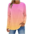thumbnail image 1 of YUGYXL Long Sleeve Gradient Tunic Tops for Women Trendy Loose Crew Neck Blouse Fall Winter Casual Basic Tee Shirts Orange L, 1 of 5