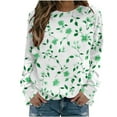 thumbnail image 1 of YUGYXL Long Sleeve Shirts for Women Plus Size Loose Pullover Fall Fashion Basic Trendy Crew Neck Floral Printed Casual Tops Green M, 1 of 5