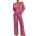 thumbnail image 1 of YUGYXL Lounge Sets for Women 2 Piece Postpartum Maternity Pajama Set Soft Ribbed Knit Long Sleeve Top Pants Matching Set Hot Pink M, 1 of 9