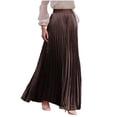 thumbnail image 1 of YUGYXL Maxi Skirts for Women Casual Elastic High Waist Long Pleated Skirt Boho Flowy A Line Solid Skirt Coffee XL, 1 of 7