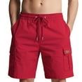 thumbnail image 1 of YUGYXL Men's Active Workout Shorts Elastic Waist Cargo Shorts with Multi Pockets Drawstring Lightweight Training Shorts Red XXL, 1 of 9