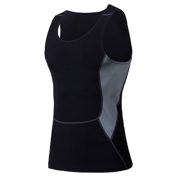 YUGYXL Men's Athletic Compression Shirts Sleeveless Workout Tank Top Sports Base Layer Running Basketball Leisure Fitness Black L