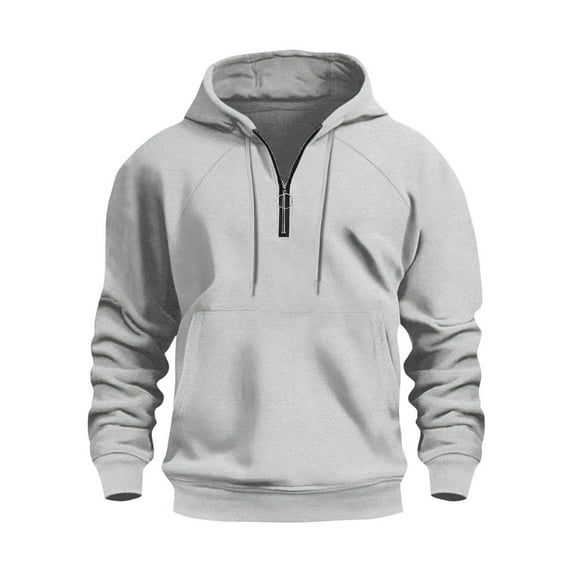 YUGYXL Men's Athletic Hoodies Long Sleeve Sport Pullover Sweatshirts Solid Color Fleece Hooded Sweatshirt Gray XXXL